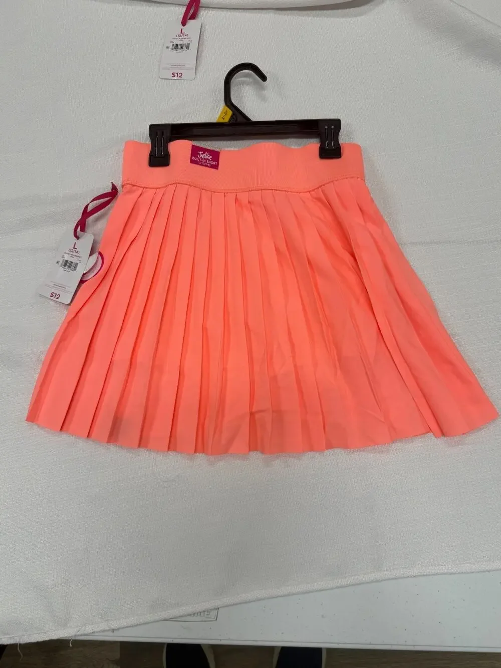 Justice Girls Size 12/14 Large Coral Pink Pleated Skort 16